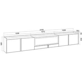 SKRAUT HOME Lowboard 315x50 cm Beige Holzwerkstoff