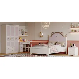 JV Möbel Design Kinderzimmer Set Kleiderschrank 2x Nachttische, Luxus Bett, Jugendzimmer