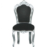 Casa Padrino Barock Esszimmer Stuhl Schwarz/Silber - Möbel Antik Stil