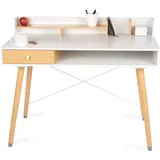 WONDERMAKE WONDERMAKE® Schreibtisch aus Holz mit Schublade, Sekretär Bürotisch PC Tisch kleiner Raum Computertisch Arbeitstisch für Home Office , ... - Weiß/Beige/Braun/Hellbraun