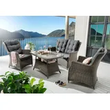 Destiny Loungeset CASA, Polyrattan, 2 Sessel, 1 Tisch, 120x77x66 cm und 2er Sofa, grau