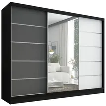 A&J MöbelLand Schiebetürenschrank AURELIA 1 200 x 215 x 59,5 cm Schwarz