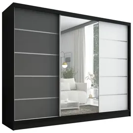 A&J MöbelLand Schiebetürenschrank AURELIA 1 200 x 215 x 59,5 cm Schwarz