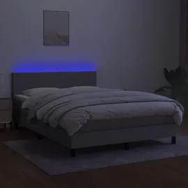 vidaXL Boxspringbett 140 x 200 cm LED Hellgrau