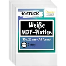 Creative Deco 10 x Weiße A4 MDF Platten 300 x 210 x 3 mm