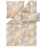 Estella Bettwäsche Mako Satin Silvio 135x200+Kissen 80x80 40x80 Grafisch peach, Baumwolle, 3 teilig, mako satin bettwäsche 135x200 sale warm baumwolle bettwäsche 135x200 orange