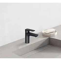 Kludi Pure&style Waschtischarmatur 403823975 mit Metall-Ablaufgarnitur, mattschwarz