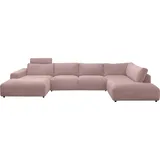 Musterring Wohnlandschaft MUSTERRING "Lucia U-Form", rosa, B:434cm H:81cm T:204cm, Sofas, Wohnlandschaft, Verschiedene Farben, inkl. Kopfstütze, Gesamtbreite 434 cm