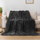 Cotton Market Decke 220x240 cm – Zweiseitig Tagesdecke – Kuscheldecke Flauschig für Wohnzimmer und Schlafzimmer – Sofadecke Blanket - Sofa Überwurfdecke – Felldecke Schwarz