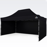 BRIMO Faltpavillon 3x3 wasserdicht pavillons 100% Wasserdicht mit 3 Seitenteilen - 5 Jahre Garantie (3x4,5 m, Schwarz)