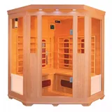 PureHaven Infrarotkabine 150x150x60x120x60 cm aus Hemlock Holz Bluetooth-Soundsystem Timer Lichttherapie in 4 Farben digitale Steuerung - Braun