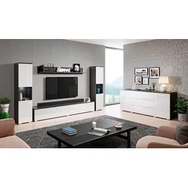 INOSIGN Wohnwand »PARIS, Vitrine Türanschlag links/rechts wechselbar« Komplett-Set, 4 Stk. tlg., schwarz-weiß