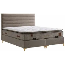 aea Bett mit Matratze Moderner Stil Braun Bett mit Stauraum Stoffbezug - Braun