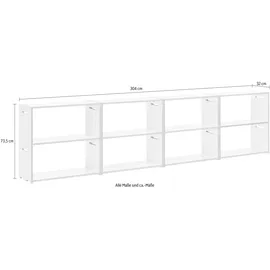 Tojo Mehrzweckregal "hochstapler 8er-Set", weiß, B:304cm H:73,5cm T:32cm, MDF, Regale, Bücherregal Standregal, in zwei Farben