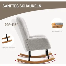 Homcom Schaukelstuhl Teddysamt-Optik 70 x 90 x 80 cm Grau mit Kissen