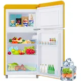 MODFU Kühlschrank Metall und Kunststoff Gelb 46x45x91 cm, 72 L, 2 Türen, Gefrierfach 21 L, Energieklasse E