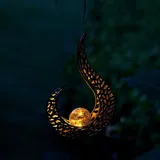 Navaris 1x LED Solar Hängelampe Flammen-Design - orientalische Garten Solarlampen außen - Outdoor Solar Hängelaterne Solarlampe hängend mit Haken