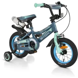 Byox Kinderfahrrad 12 Zoll Prince, sportliches Design, Stützräder, Kettenschutz grau blau