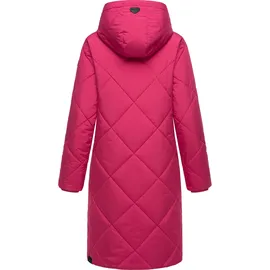 Ragwear Damen, Wintermantel Warmer wasserdichter Steppmantel lang mit abnehmbarer Kapuze Rebela YOUMODO Fuchsia Gr. S - S