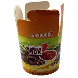 500 Faltboxen Ø95-100x102mm 650ml Pommesboxen Dönerboxen Döner Kebabboxen