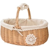 Picknickkorb Picknickkörbe Picknick-Weidenkorb, Obst, Rattan, Aufbewahrungsbox, Snacks, Teekorb, Aufbewahrungskorb Aus Weide Und Stoff Picknick Korb Picknickkoffer ( Color : Brown , Size : 36*29*16cm