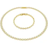 Ketten und Armband Set SWAROVSKI "Multipack Schmuck Geschenk Una Angelic", gold (gelbgoldfarben, kristallweiß, kristallweiß), Schmuck_Sets, Damen, Metall, mit Swarovski Kristall