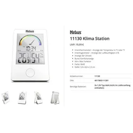 MEBUS Thermometer und Hygrometer Innen Weiß 11130