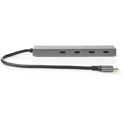 Nedis USB Hub - 1x USB-C 3.2 Gen 2 Male - USB-C 3.2 Gen 2 Female with PD 3.0 / 3x USB-C 3.2 Gen 2 Female - 4 port(s) - USB 3.2 Gen 2 - USB Powered - 10 Gbps