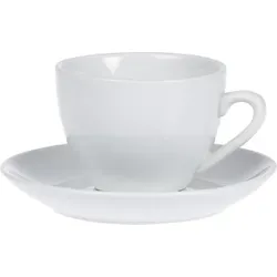 Caterado 6x Kaffee-Tasse BISTRO, Inhalt 0,20 ltr., mit Untertasse, UNI WEISS