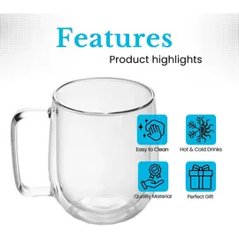 Intirilife Doppelwandiges Thermoglas 0,15 l 2 St.