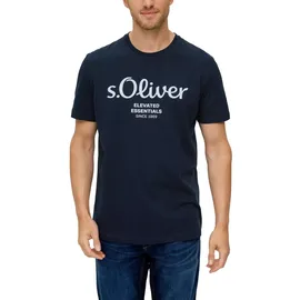 S.Oliver T-Shirt - Basic, Logoprint, Rundhals, Baumwolle Dunkelblau M