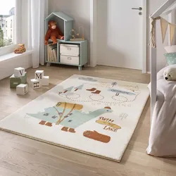Kinderzimmerteppich Soft Kids kuschelig weich Dino Camping 120x170 cm