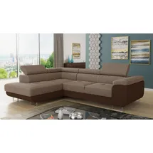 Sofnet Ecksofa Caris mit Schlaffunktion und einstellbare Kopfstützen, Wohnlandschaft mit Bettkasten, Couch, Sofa, (Braun + Cappu... - Braun/Beige