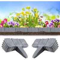 Gartenrand Aus Kunststoff, Rasenkante, Steinoptik, Gartenzaun Für Beete Und Pflanzen, 10 Stück, Grau