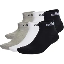 adidas Linear Cushioned Ankle Socken 6er Pack Schwarz/Grau/Weiß 43-45