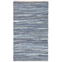 Homescapes Flickenteppich blau gestreift, 150x240 cm, – Handwebteppich aus Recycling-Jeansstoff