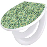 Banjado Familien WC Sitz Mit Absenkautomatik Universeller Klodeckel Mit Kindersitz Hochwertiges Polypropylen Mit Motiv Kaleidoscop Grün