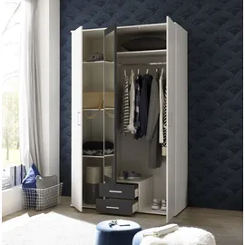 Pol-Power Drehtürenschrank Hanau 120 x 196 x 54 cm Weiß/Graphit
