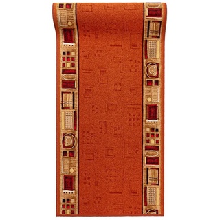 Mazovia Läufer Läufer Teppichläufer Brücke - Vorzimmer Küche - Terracotta Rost, 100 x 100 cm, Kurzflor, Rutschfest, Meterware, Verschiedene Größen orange 100 x 100 cm