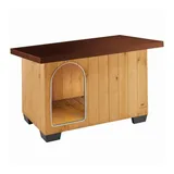 Ferplast Hundehütte Baita 80, Hundehaus aus Kiefernholz, 95,5x65x65,5cm