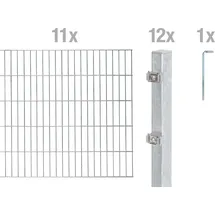GAH Alberts Alberts Komplettset Doppelstabmattenzaun Feuerverzinkt, 2 m Matten, Höhe 200 cm, Länge 22 m