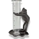 Crispe home & garden Regenmesser Frosch, dekorativer Regenmesser mit Gusseisen-Figur, mit Glasröhre & Skala bis 120 mm, wetterfest & stabil, Gartendeko Vintage Design, 16 x 10 x 8 cm