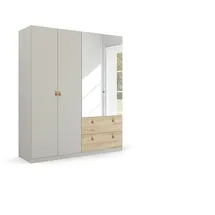 Rauch Homey by Quadra Spin mit cognacbraunen Ledergrifflaschen, Schubladen in Eichen-Dekor grau