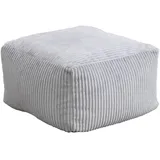 Home Deluxe - Sitzsack Hocker Cozy - Stoff: Samt Cord, Farbe: Hellgrau - Maße: 44 x 44 x 25 cm, inkl. Füllung I Sitzmöbel Bean Bag Sitzsäcke