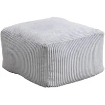 Home Deluxe - Sitzsack Hocker Cozy - Stoff: Samt Cord, Farbe: Hellgrau - Maße: 44 x 44 x 25 cm, inkl. Füllung I Sitzmöbel Bean Bag Sitzsäcke