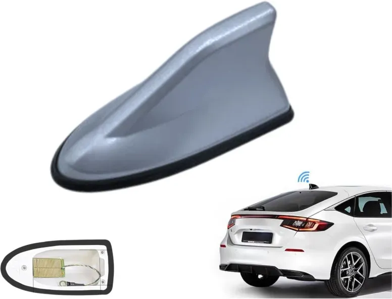 Autoantenne im Haifischflossen-Design mit eingebautem Verstärker – aktiv, universell, verbessert den Empfang, grau