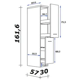 Flex-Well Apothekerschrank Kopenhagen 30 x 162 x 60 cm Weiß
