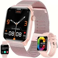 mit Telefonfunktion, AMOLED Smart Watch Herren Fitnessuhr mit Schrittzähler Herzfrequenz SpO2 Schlafmonitor, 123 Sportmodi - Rosa