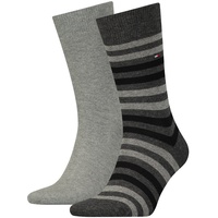 Tommy Hilfiger Herren Socken, Vorteilspack - Duo Stripe Sock, Strümpfe Grau 39-42