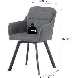 xonox.home Stuhl Sophie Chenille-Optik anthrazit 2er Set
